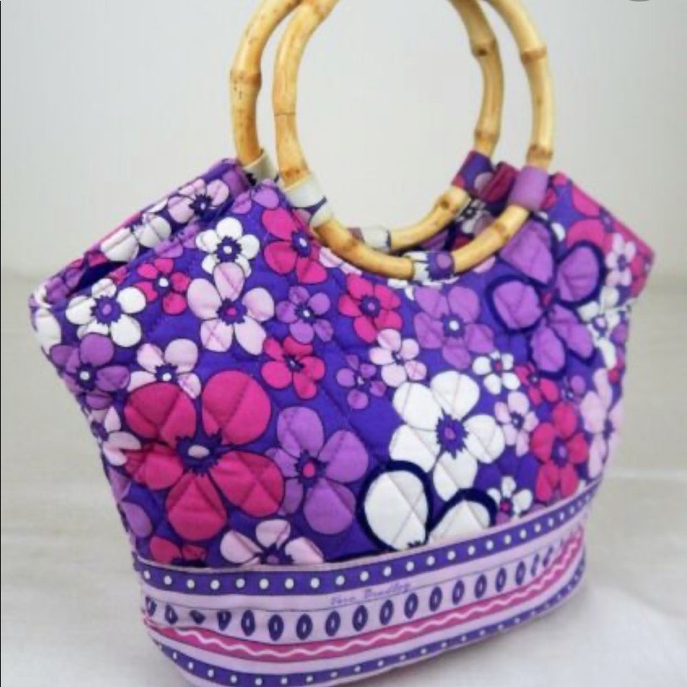 Vera Bradley Purple flowers bamboo handle